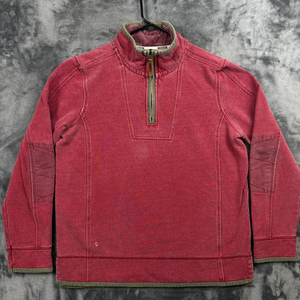 Fat Face Airlie 1/4 Zip Sweatshirt Mens M Red Vintage Wash Pullover